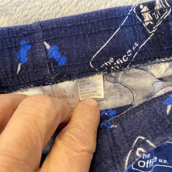 The Office Mens Lounge Pants Large Blue Drawstring Cotton Relaxed Fit Novelty Sl - Picture 9 of 9
